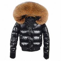 natural Big Fur Collar Parkas Fi Short Coat Women 2020 Winter Jackets Women Waterproof Female Coat Warm Elegant Down Jacket a36t#