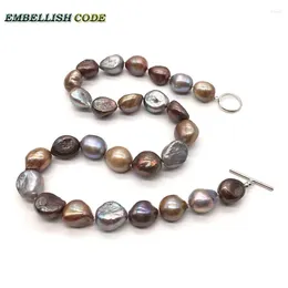 Pendants 12mm To 15mm Grey Brown Coffee Mixed Baroque Irregular Seedless Rough Face Pearls Freshwater Choker Attention Necklace OT Clasp