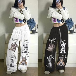 Women's Pants Korean Jazz Hip-hop Straight-leg High-waisted Loose Casual Dance Hiphop Drawstring Wide-leg Niche Sweatpants