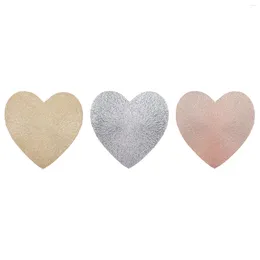 Party Decoration 6x Heart Shaped Placemats Heat Insulation Shiny Non Slip Durable Dining Table Mats For Wedding Engagement Halloween