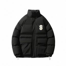 homens jaqueta de inverno parkas engrossar casacos quentes gola fi unisex streetwear outwear v5xK #