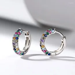 Hoop Earrings Silver Color With Blue Cubic Zirconia Delicate Women's Modern Fashion Female Ear Jewelry 2024