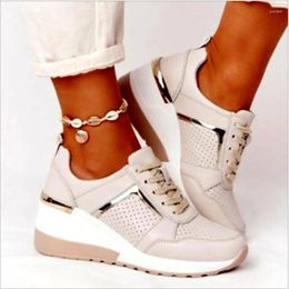 Fitness Shoes Women Casual Sport Sneakers Lace-Up Wedge Heel Women's Vulcanised Platform Ladies Comfy Females