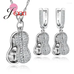 Necklace Earrings Set Personality Design Peanut Pendant Dangle For Woman Summer Stlye Party 925 Sterling Silver Sets
