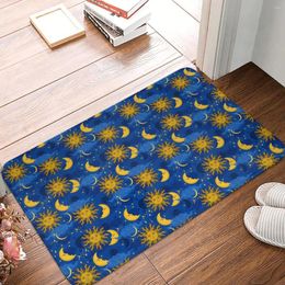 Bath Mats Stars Sun Moon Celestial Floor Mat For Shower Home Decor Blue Gold Vintage Bathroom Accessories Anti Slip Toilet Pad