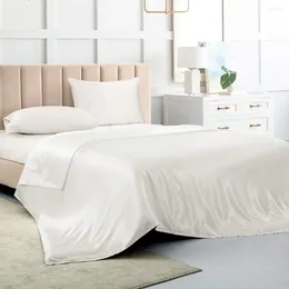 Bedding Sets Satin Sheets Silk Soft Bed With 1 Deep Pocket Fitted Sheet & Flat 2 Silky Pillowcases