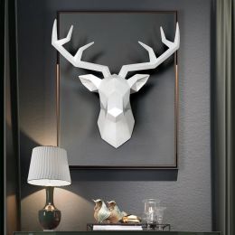 Sculptures Home Decoration Accessories,3D Deer Head,Statue,Sculpture,Wall Decor,Animal Figurine Miniature,Modern,Living Room,Decorative Art