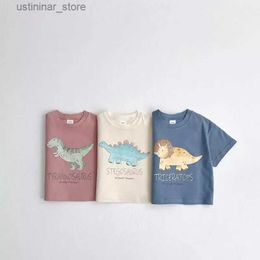 T-shirts 2024 Sommer Neue Baby Kurzarm T Shirts Nette Dinosaurier Druck Säugling Junge Baumwolle T Shirts Kinder Casual Tee kleinkind Lose Tops24328