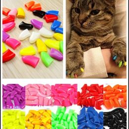 Dog Apparel 20Pcs/lot Colorful Nail Caps Soft Claw Paws With Free Adhesive Glue S M L Gift For Pet Accessories