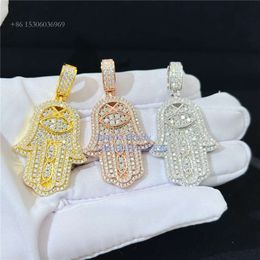 Custom Made Hiphop Diamond Men Hand Jewelry Charm VVS Moissanite Hamsa Pendant