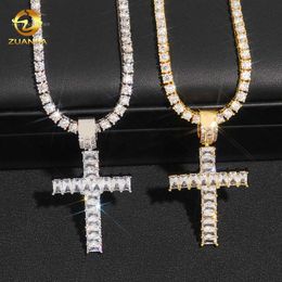 Wholesale Price Sterling Sier Custom Emerald Cut Diamond Cross Vvs Moissanite Hip Hop Jewellery Pendant