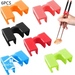 Chopsticks Pack Of 6 Reusable Helpers Training Adults Kids Non-Slip Chopstick Hinges Connector Portable Practise Aids