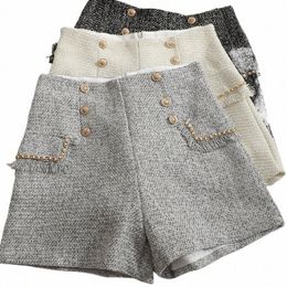 itoolin Women Tweed High Waist Short Butt Vintage A-line Shorts Casual Office Shorts Women Chic Trousers 2024 Spring Summer T0U9#