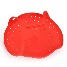 Double Boilers Foldable Silicone Food Cooking Steamer Rack Vegetables For Healthy Fruits Veggies Seafood - S (Red)