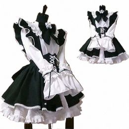 women Maid Outfit Lolita Cosplay Cute Sexy Erotic Kawaii Cafe Costume Black White Men Uniform Apr Dr Cute Bowknot Mucama L7f5#