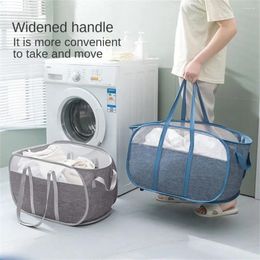 Laundry Bags Portable Basket Grey Large Storage Capacity Easy To Fold And Store Save Space Clean Houseware