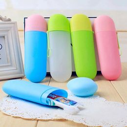 Storage Bottles Candy Colour Toothbrush Toothpaste Bottle With Cover Travelling Portable Hanging Eco-Friendly PP Bathroom Supplies 9D0018