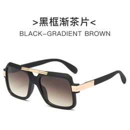 New Double Beam Square Sunglasses Fashion Box Sunglasses for Men Personalized Sunglasses