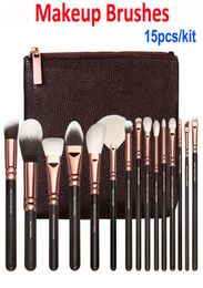 Makeup Brushes 15 pcs Set Rose Gold brush bag Professional Face and Eye Shadow Make Up Tools Eyeliner Powder Foundation Blending2993433