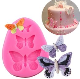 Butterfly Mold Silicone Baking Accessories 3D DIY Sugar Craft Chocolate Cutter Mould Fondant Cake Decorating Tool 3 Colors