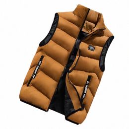 high Quality Down Cott Vest Waistcoat Men's Fall Winter Casual Sleevel Solid Color Thickened Warm Jacket Large Size Coats B2wk#