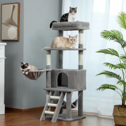 Frame Free Shipping Cat Tree Condo Furniture Kitten Activity Tower Pet Kitty Play House with Scratching Posts Perches Hammoc