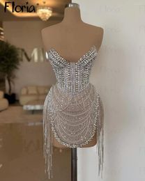 Party Dresses Fashion Sexy Short Prom Dress With Silver Chain Elegant For Clubbing 2024 Cocktail Customized Outfit Full Bead