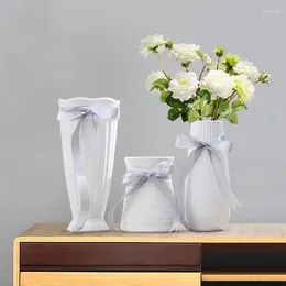 Vases Modern Ceramic Bow Vase Gift Ribbon Home Decoration Accessories Beautiful For Decor Parties And Christmas