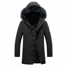 men Winter Lg Parkas Warm Thick Hooded Jacket Fur Collar Ouwear Coat Male Slim Outwear Outfits Classic Windproof Pocket Parka v2Ha#