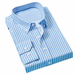 fi Shirt Casual Men Lg Sleeve Top Vertical Stripes Spring Autumn Busin Top u1fm#