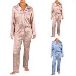 Home Clothing Pyjamas For Women'S Ice Silk Spring And Autumn Long Sleeves Sleepwear 2024 Red Love Print Pyjama Summer Homewear Shorts Suit