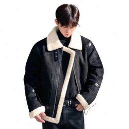 autumn winter buckskin fleece jacket men Lapel lamb wool padded coat men Windproof m cott-padded coat men cott-padded 58W4#