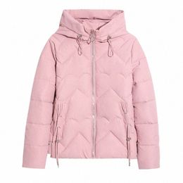 winter short down Cott Jacket Women New Loose Stand-Up Collar Hooded Coat Pure Colour Outerwear Fi Parka Overcoat Female G5L2#