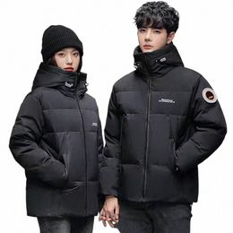 korean Versi Trend Gradient Color Hooded Down Coats Youth Thicken Warm Couple Outerwear 90% White Duck Down Puffer Jackets Men q0Bc#