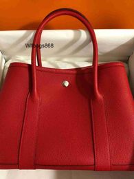 Totes Handbag L High-quality Cow Leather Large-capacity Garden Bag Red Bridal Handbag Hand-pull Tote Bag