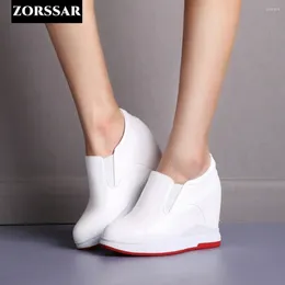 Casual Shoes Ladies Sneakers Fashion Women's Platform High Heels Wedge Heel Height Increasing Genuine Leather Vulcanised