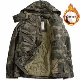 tactical Parkas Men Cott Quilted Cargo Jackets M65 Amry Camoue Multi-pockets Warm Coats Hooded Work Windbreaker q3jW#