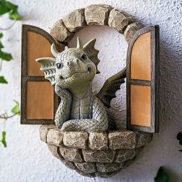 Miniatures Mini Gnome Statue Window Door Decoration Home Creative Outdoor Garden Resin Statue Decoration Garden Door and Window Pendant