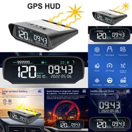 Upgrade Solar Car HUD GPS Head-up Digital Clock Speedometer Over-speed Alarm Fatigue Driving Alert Altitude Mileage Display