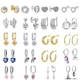 Hoop Earrings Arrival 925 Sterling Silver Pendiente Heart-Shaped SemiCircle For Women Fit Barnd Fine Jewellery Joyas280d