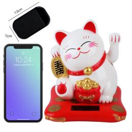 Sculptures Hot Selling 5.5 inch ABS lucky cat Shake hands Japanese Statue fengshui chinese waving cat home Decorative Gifts