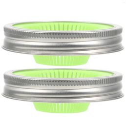 Dinnerware 2 Pcs Glass Bottle Mason Jar Lids Strainer Foam Play Mat Stainless Steel Sprouting For Jars