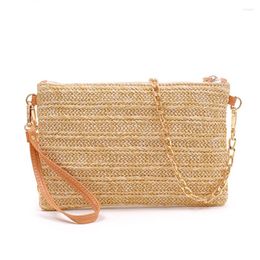 Bag 2024 Woven Clutch Handmade Straw Beach Bohemian Chain Shoulder Crossbody Bags Women Summer Tassel Small Handbag Purse