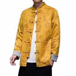 autumn and Winter New Chinese Style Men's Deerskin Veet Retro Chinese Tang Dynasty Hanfu Large Fi Jacket Coat c0n4#