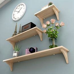 Racks Punch Free Wooden Layered Floating Shelves Wall Mount Pine Wood Hanging Shelf TV Background Wall Decor Ornaments Storage Rack