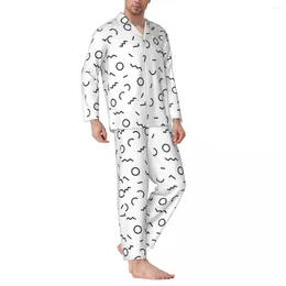 Home Clothing Memphis Style Pyjama Sets Warm Sleepwear Male Long Sleeve Retro Daily Two Piece Suit Plus Size