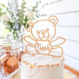 Party Supplies Personalized Bear Cake Topoer Hat Baby Last Name Birthday Custom Top Cute Dog Series