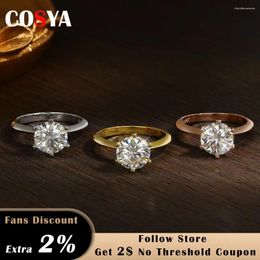 Cluster Rings COSYA 0.5-3CT D VVS1 Moissanite 925 Sterling Silver Plated White Gold Engagement Wedding Band For Women Fine Jewellery