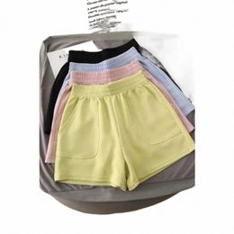 shorts Women's Summer Korean Relaxed Thin High Waist Casual Cool Sports Hot Pants Silk Cream Air Layer Wide Leg Home D5d0#