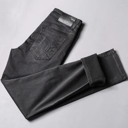 Men's Jeans Pants Summer Black Slim Small Straight Leg Casual Wash Fashion Brand All Matching Thin